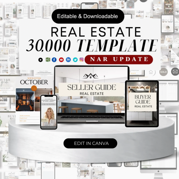 30,000+ Real Estate Branding Package Canva Template Bundle